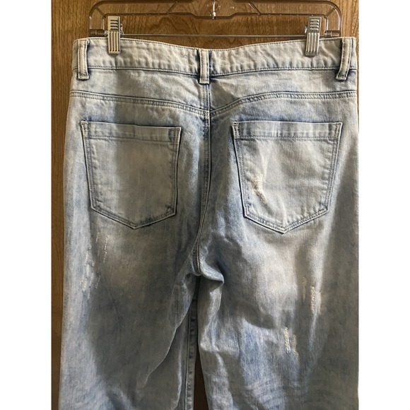 Uniq By Litz Distressed 90s Wide Leg jeans Mid-Rise Light Acid-Wash Blue Sz 28/7 - Picture 9 of 14